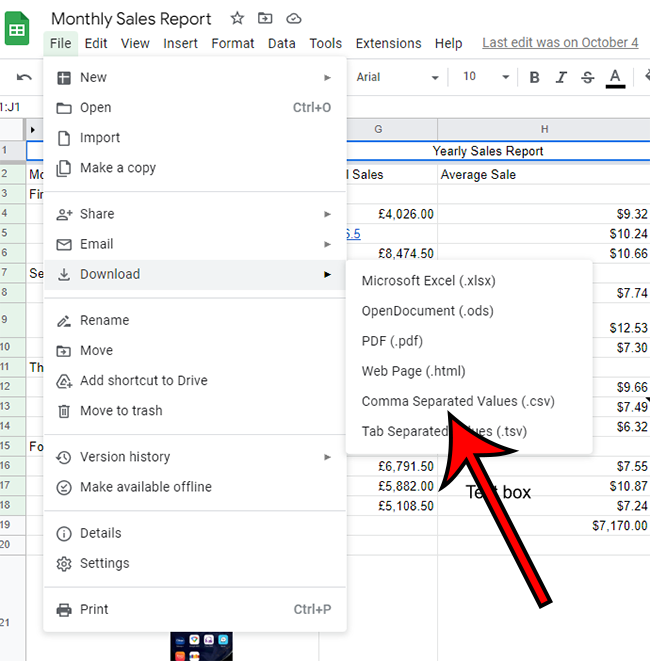 how to export Google Sheets as CSV